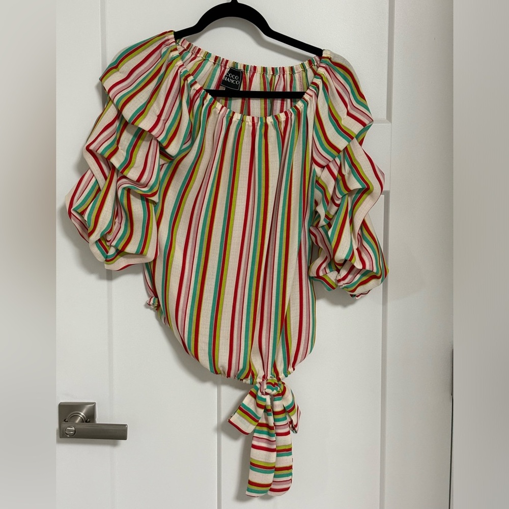 NEW! Coco Bianco colorful top. Long sleeve. Small.